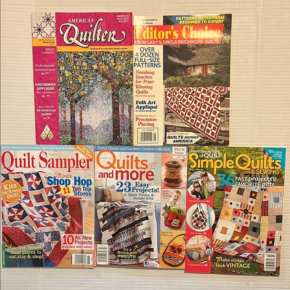 Quilting Magazines Lot of 5 Different Sewing Fabric Crafts Pattern Directions